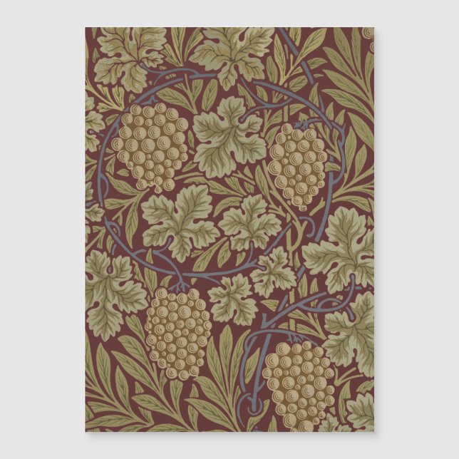 Carte Magnétique William Morris Vine Grappe Rouge Vert Art (Devant)
