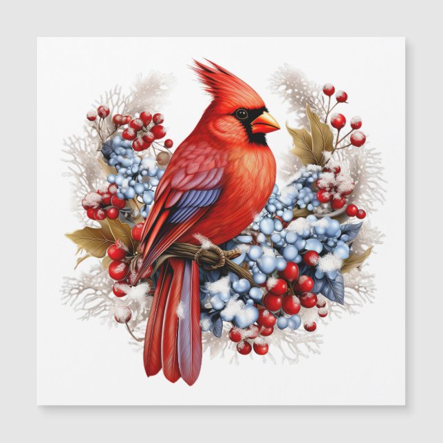 Carte Magnétique Winter Wonderland Red Cardinal (Devant)