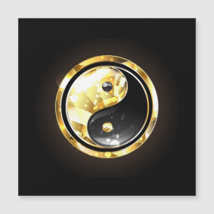 Carte Magnétique Yin Yang or en or sur fond noir