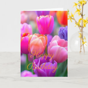 Carte Magnifique Bouquet Fleur de Tulipe Rose Hiver  Ann