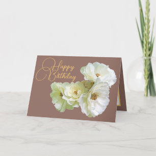 Carte Magnifique bouquet floral de roses blanches chic p
