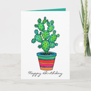 Carte Magnifique Cactus Aquarelle En Beau Pot