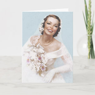 Carte Magnifique Mariée Vintage, Bleu