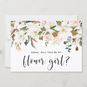 Carte Magnolia à l'aquarelle Cortège de coton Fleur de f