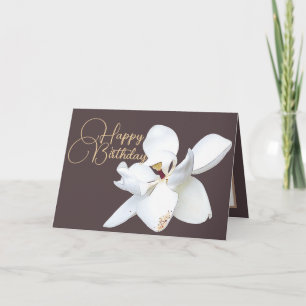 Carte Magnolia Blanc Élégant Anniversaire Botanique Colo