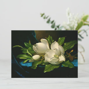Carte Magnolia géante sur un tissu de velours bleu