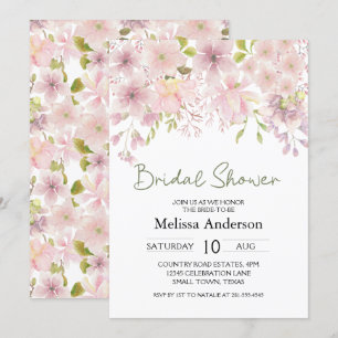 Carte Magnolia rose Blush Floral Élégante Fête des marié