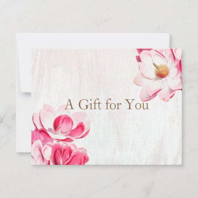 Carte Magnolia rose Rustique Patiné Bois (Devant)