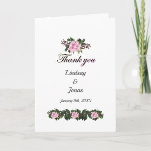 Carte Magnolia rose Vert Mariage Floral Merci