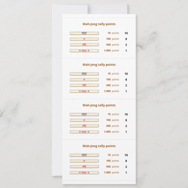 Carte Mah-Jong de pointage - 2 (Devant)