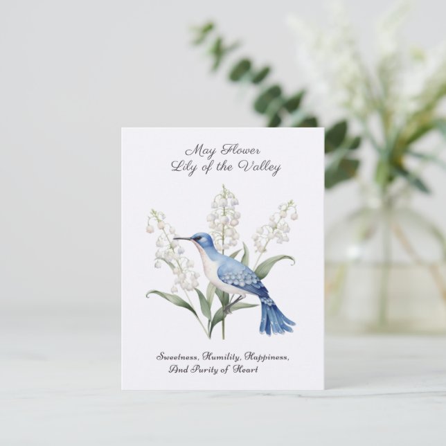 Carte Mai Mois de naissance Fleur Lys de la vallée Anniv (Debout devant)