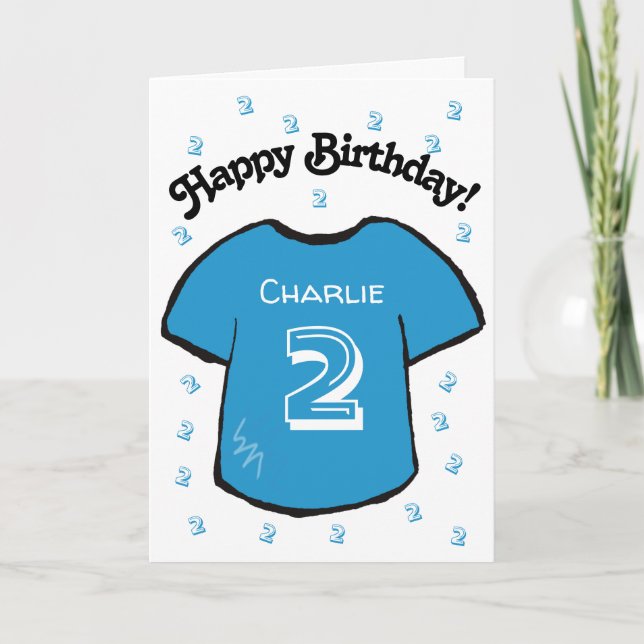 Carte maillot de football bleu pour le 2e anniversaire d (Devant)