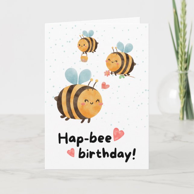 Carte Main Iillustré mignon Bumble Bee Anniversaire (Devant)