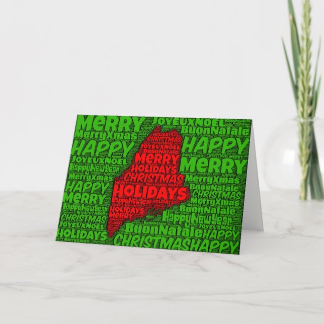 Carte Maine Word Art Carte de Noël (Devant)