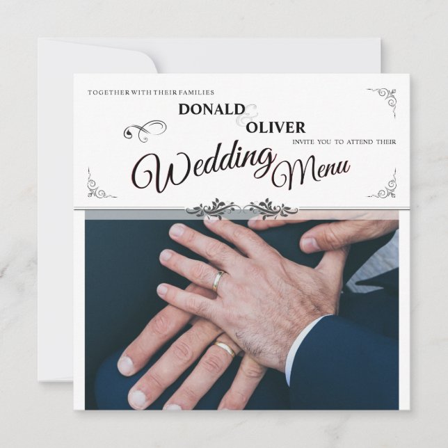 Carte Mains d'un couple de Mariages gais avec anneaux (Devant)