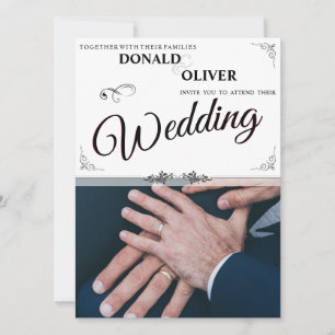 Carte Mains d'un couple gay de mariage avec des anneaux