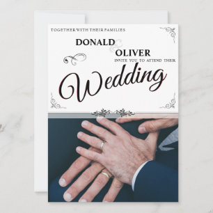 Carte Mains d'un couple gay de mariage avec des anneaux
