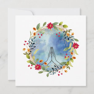 Carte Mains en prière aquarelle