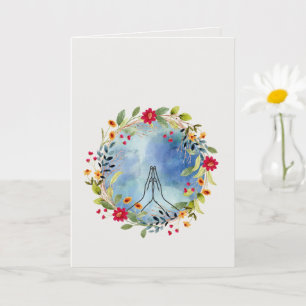 Carte Mains en prière aquarelle
