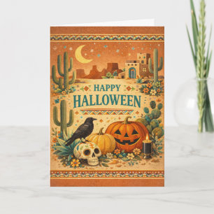 Carte Maison Adobe du Sud-Ouest Art Populaire Halloween