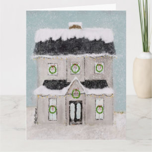 Carte maison de Noël personnalisée