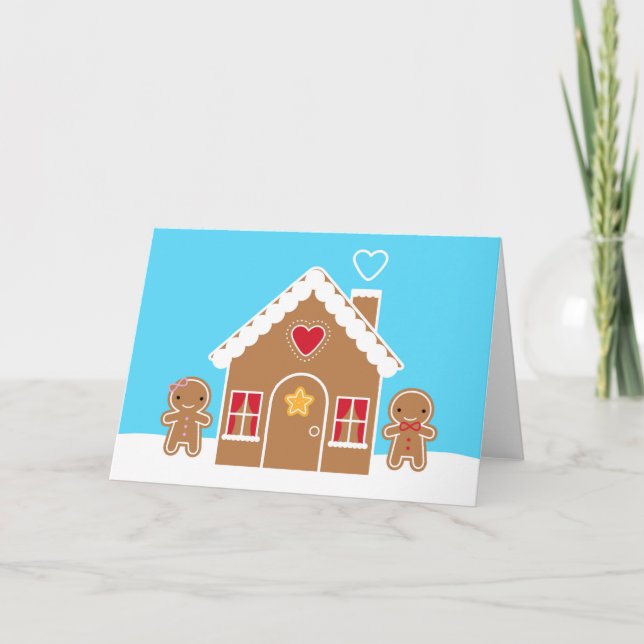 Carte Maison de pain d'épices de Noël Kawaii (Devant)