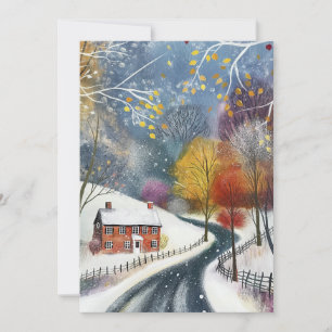 Carte Maison en brique rouge à neige Bonjour Appartement