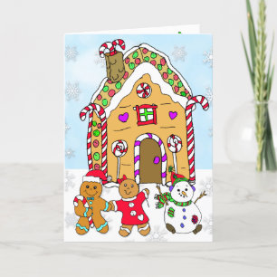 Carte Maison en pain d'épices Holly Jolly Christmas