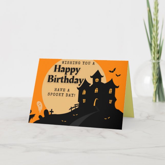 Carte Maison hantée Halloween Anniversaire (Devant)
