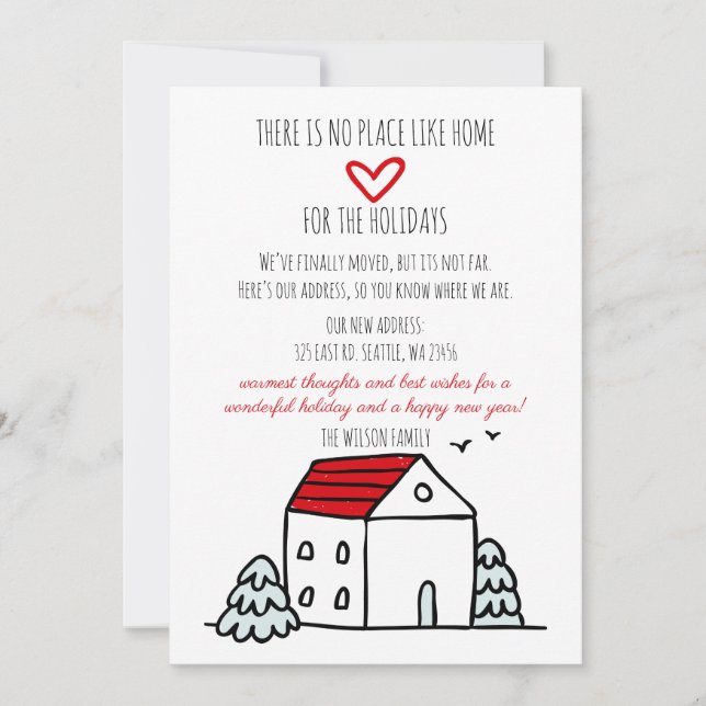Carte Maison Mignonne Nous Avons Déménagé Annonce De Dém (Devant)