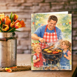 Carte Maître du Grill Papa Légende Fête des Pères BBQ Pe