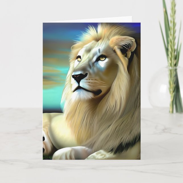 Carte Majestic White Lion Ethereal Art (Devant)