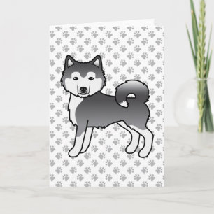 Carte Malamute d'Alaska bleu chien de dessin animé migno