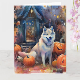 Carte Malamute d'Halloween en Alaska avec la peur Citrou
