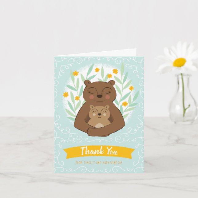 Carte Mama Bear and Baby Boy Thank You Note (Petite plante)