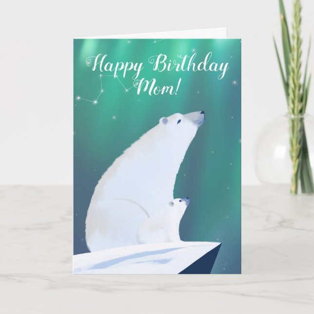 Carte Mama Bear et son bébé à regarder les étoiles (Devant)