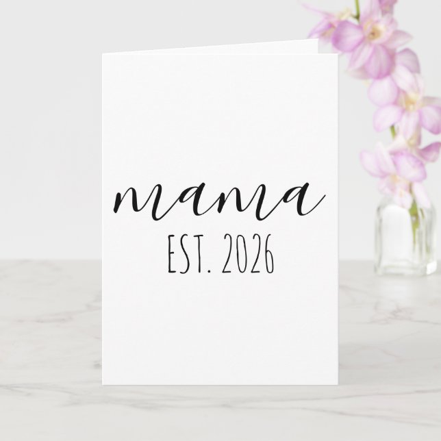 Carte Mama Est. 2026 Mom To Be Minimalist Personalized  (Orchidée)