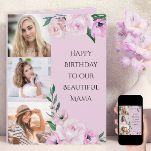Carte Mama Joyeux anniversaire 3 Photo Rose Floral