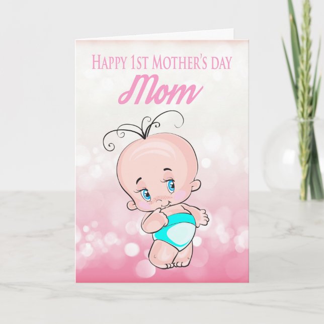 Carte Maman, 1ère fête des mères avec une mignonne petit (Devant)