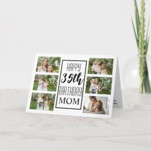 Carte Maman 35e anniversaire Noir Blanc 6 Photos Collage