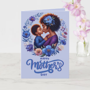Carte Maman afro-américaine et fils Joyeuse fête des mèr