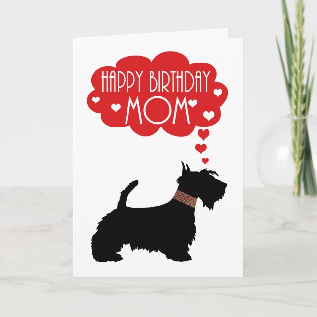 Carte Maman Anniversaire Avec Silhouette Scottish Terrie (Devant)