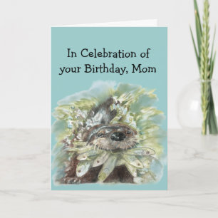 Carte Maman Anniversaire Humour mignon Aquarelle Otter A