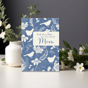 Carte Maman Birthday Blue Birds and Blossoms