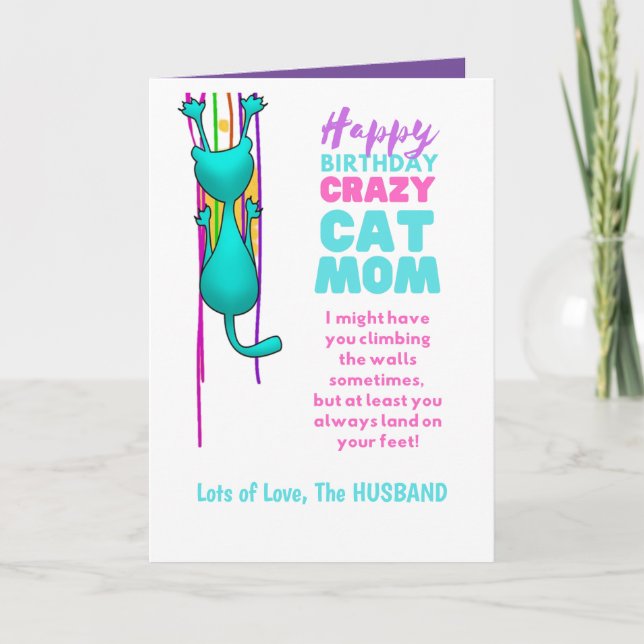 Carte Maman CHAT drôle Anniversaire Femme De La Part Du  (Devant)