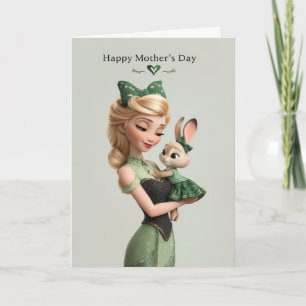 Carte Maman chérie et bébé lapin Bonne fête des Mères