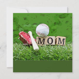 Carte Maman de baseball avec balle sur le vert pour la f