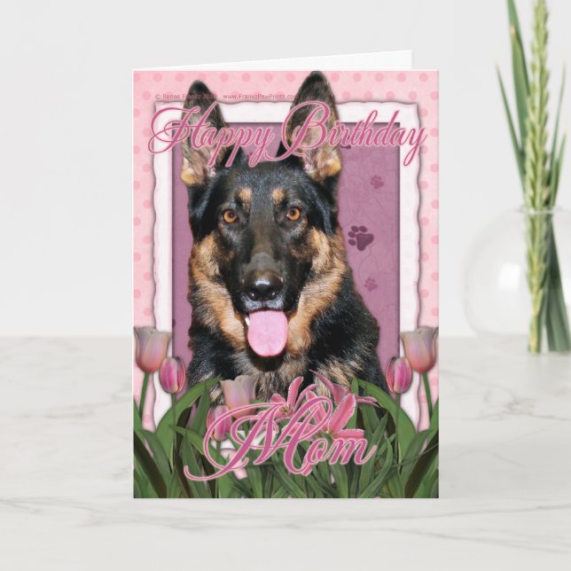 Carte Maman de joyeux anniversaire - berger allemand - (Devant)