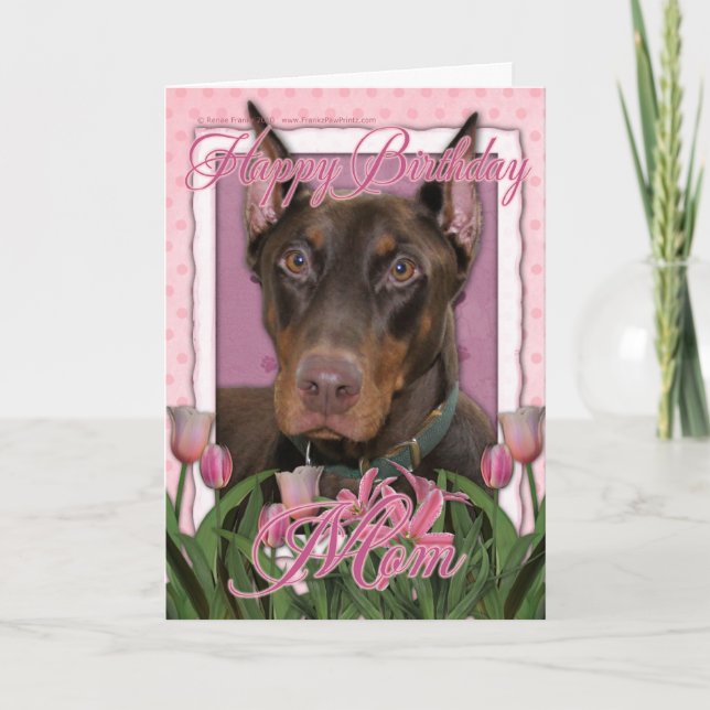 Carte Maman de joyeux anniversaire - dobermann - (Devant)