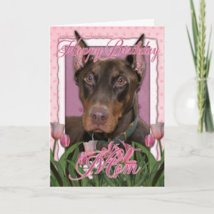 Carte Maman de joyeux anniversaire - dobermann -